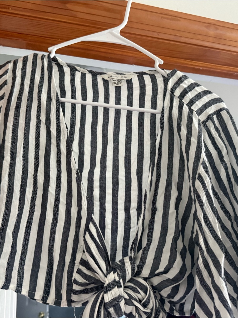 American Eagle Outfitters Striped Top with Front Tie